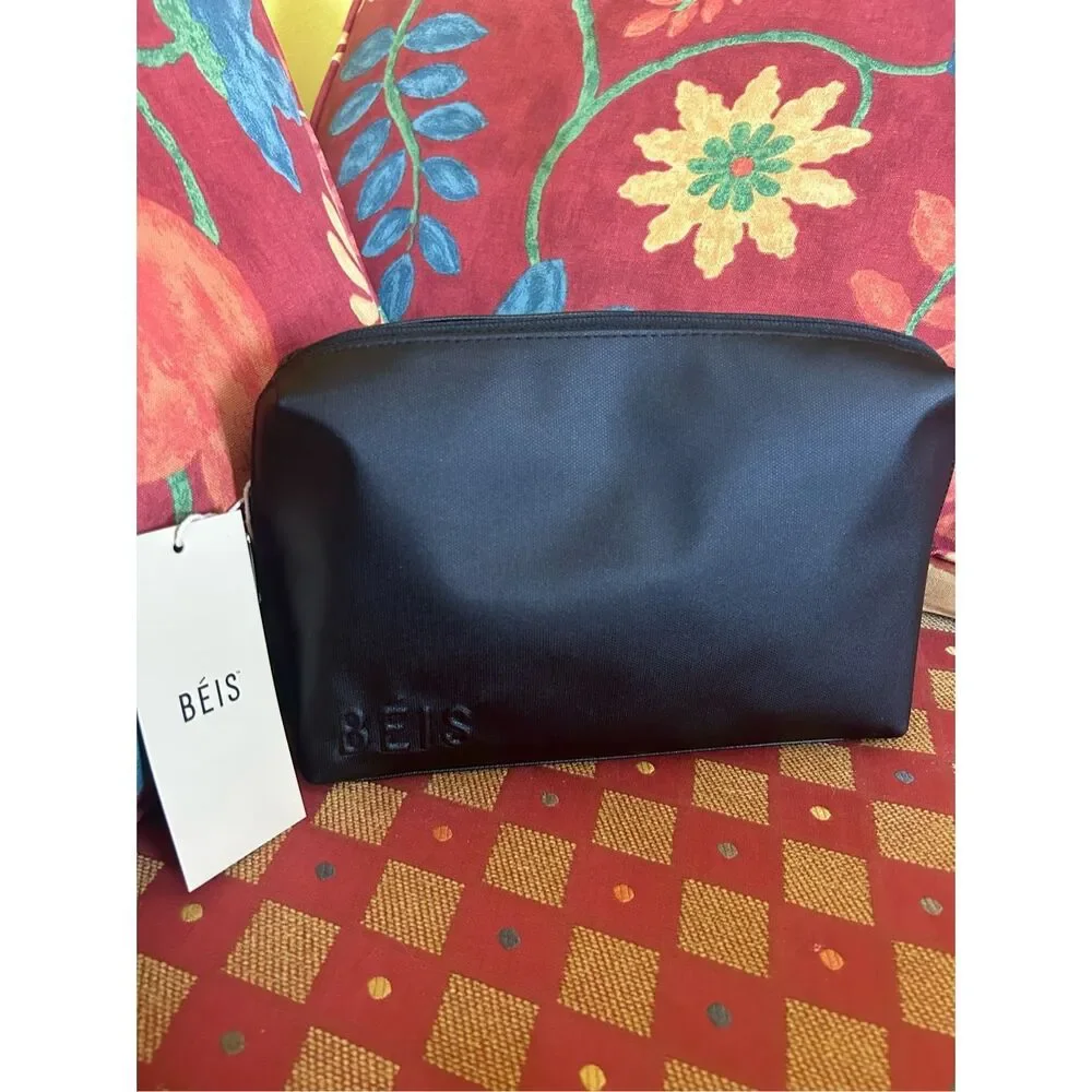 NWT BEIS The Medium Cosmetic Pouch in Black